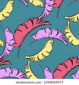 Tropical leaves seamless pattern. Jungle vector floral pattern background. Modern plants for design and textile.