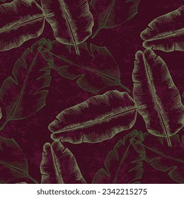 Tropical leaves seamless pattern. Jungle vector floral pattern background. Modern plants for design and textile.
