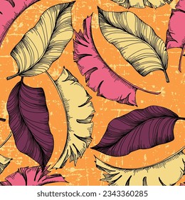 Tropical leaves seamless pattern. Jungle vector floral pattern background. Modern plants for design and textile.