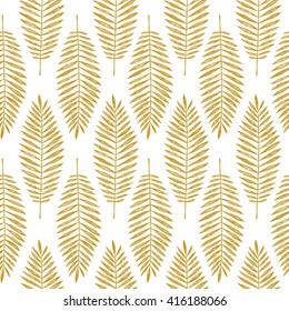 Tropical Leaves. Seamless Pattern. Jungle Background. Palm Leaves. Vector Illustration