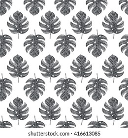 Tropical leaves. Seamless Pattern. Jungle background. Palm leaves. Vector illustration