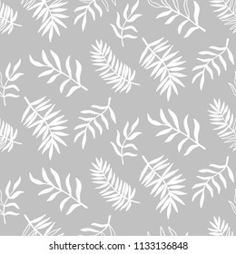 Tropical Leaves seamless pattern, modern hand drawn nature foliage. Summer Hawaii jungle exotic plants, textile print, clothes, wallpaper, wrapping paper. Trendy surface design.