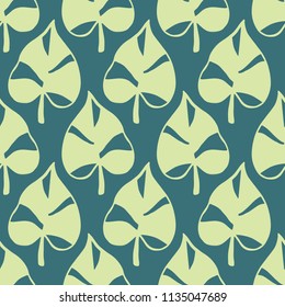 Tropical Leaves seamless pattern, modern hand drawn nature foliage. Summer Hawaii jungle exotic plants, textile print, clothes, wallpaper, wrapping paper. Trendy surface design.