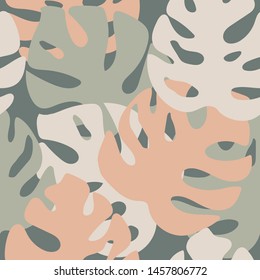 Tropical leaves seamless pattern. Monster leaves