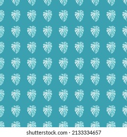 Tropical leaves seamless pattern. Monstera leaf background. Modern exotic jungle plants endless wallpaper. Hawaiian backdrop. Rainforest floral background. Vector illustration