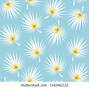 tropical  leaves seamless pattern on blue background