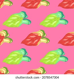 Tropical leaves seamless pattern on pink background. Exotic hawaiian plants backdrop. Summer tropical leaf endless wallpaper. Nature background. Design for fabric , textile, surface, wrapping, cover