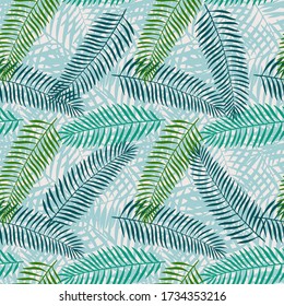 Tropical leaves Seamless Pattern. Palm Leaf Wallpaper.