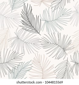 Tropical leaves seamless pattern, print for textile, cloth, wallpaper, scrapbooking, wrapping. Vector background.