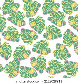 Tropical leaves seamless pattern Print