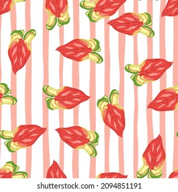 Las hojas tropicales son un patrón impecable. Papel de paredes sin fin con hojas de selva tropical. Plantas hawaianas exóticas como telón de fondo. Fondo natural. Diseño para tela, textil, superficie, envoltura, cubierta. Ilustración del vector