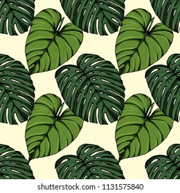 Tropical leaves seamless pattern sketches 11