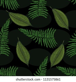 Tropical leaves seamless pattern sketches 9