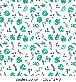 Tropical leaves seamless pattern. Summer texture. Vector illustration.