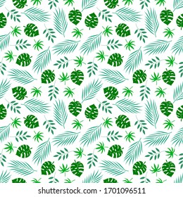 Tropical leaves seamless pattern. Summer, exotic texture. Vector illustration.