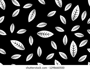Tropical Leaves seamless pattern for textiles on black color background