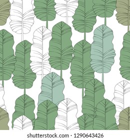Tropical leaves seamless pattern, vector