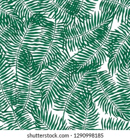 Tropical leaves seamless pattern, vector