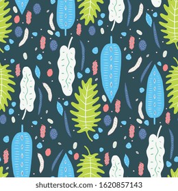 Tropical leaves seamless pattern vector clip art. Beautiful summer illustration for textile, paper design.
