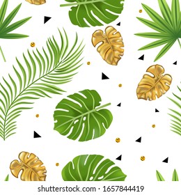 tropical leaves seamless pattern vector illustration