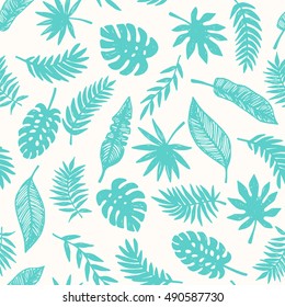 Tropical Leaves seamless pattern. Vector illustration