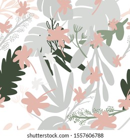 Tropical leaves seamless pattern for your design