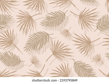 Tropical leaves seamless pattern.Neutral botanical background. Sun-scorched leaves. Vector pattern for printing on fabric and paper. 