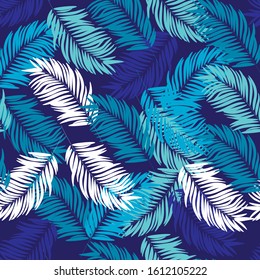 tropical leaves seamless pattern.palm tree leaves pattern for fabric, textile, wrapping,paper,wallpaper