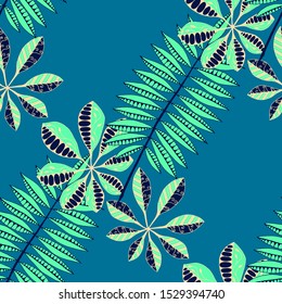 Tropical Leaves. Seamless Texture with Indian
