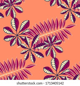 Tropical Leaves. Seamless Texture with Indian