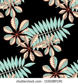 Tropical Leaves. Seamless Texture with Orient