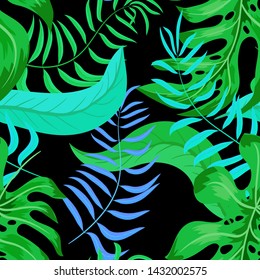 Tropical leaves seamless vector illustration eps 10