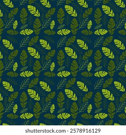 Tropical leaves seamless vector pattern