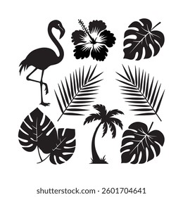 Tropical Leaves Set. Vector Illustration