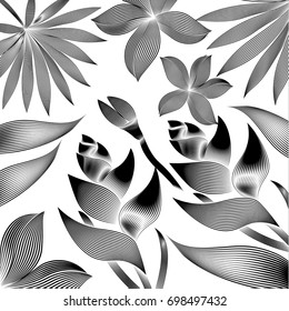 tropical leaves with striped design. beautiful striped design 
