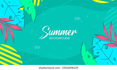 Tropical leaves summer background illustration