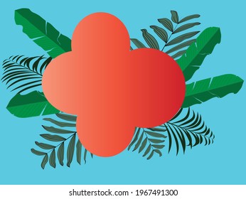 Tropical leaves summer exotic background concept with copy space.