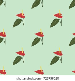 Tropical leaves summer green exotic seamless pattern jungle palm leaf nature plant botanical hawaii flora vector illustration.