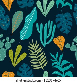 Tropical Leaves summer print. Seamless pattern