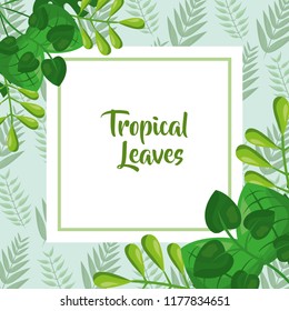 tropical leaves template fashion green design