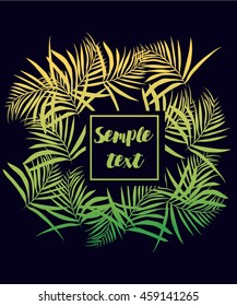 tropical leaves template vector. Background for text