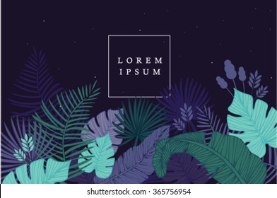 tropical leaves template vector/illustration