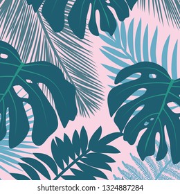 tropical leaves, vector background