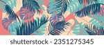 Tropical leaves vector background. Colourful abstract hand-drawing vector illustration.