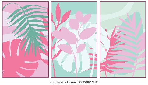 Hojas tropicales de fondo vectorial. Colorida ilustración abstracta del vector de dibujo manual.