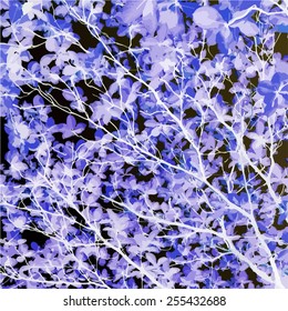 Tropical leaves vector background, Inverted colors 