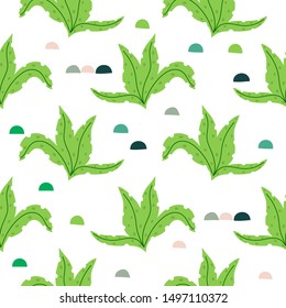 Tropical leaves vector background.Childish print for T-shirt, cloth, baby wear, kid’s room decoration.