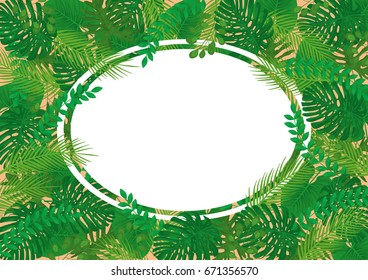 Tropical Leaves Vector Banner Template - Peach