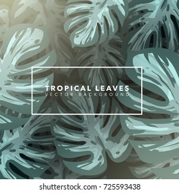 Tropical Leaves Vector Banner Template