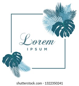 tropical leaves, vector frame